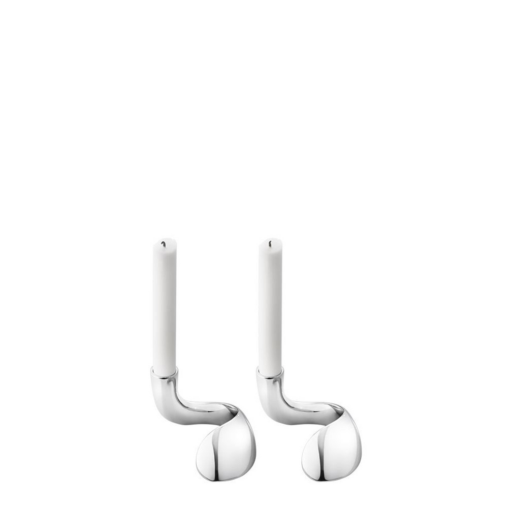 Georg Jensen Bloom Collection Candleholder 2pcs Stainless Steel 70mm